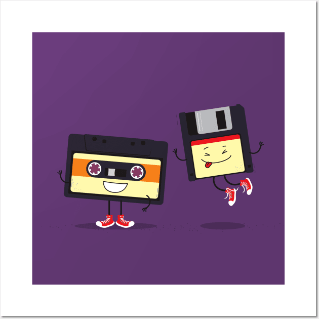 Floppy disk and cassette tape Wall Art by hyperactive